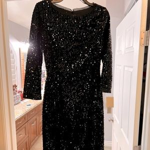 Perfect holiday dress! Black velvet with black sequins